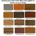 Wood stain chart displaying various available stain colors.